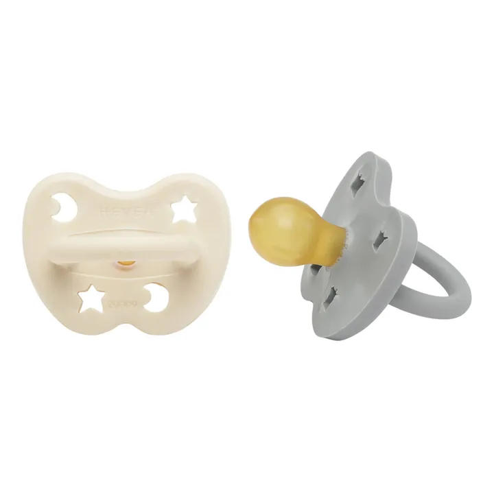 Hevea Tétines rondes en caoutchouc naturel - Lot de 2 | Gris clair