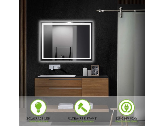CRISTALED - Miroir de salle de bains lumineux éclairage intégré led fron...