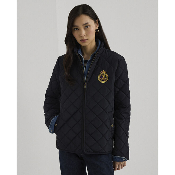 Lauren Ralph Lauren Crest-Patch Quilted Mockneck Jacket Dk navy