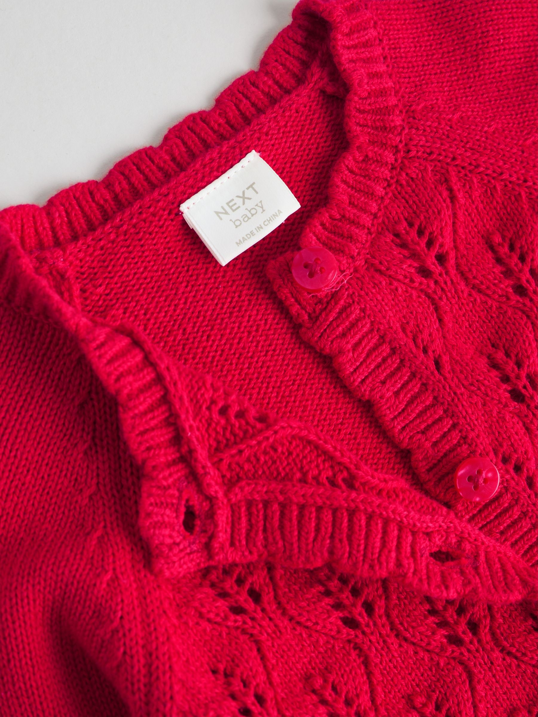 Rood - Gebreide babyvestset met strik en ruches (0mnd-3jr)