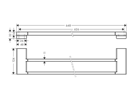 Porte-serviettes double rail 648 mm chromé Hansgrohe AddStoris