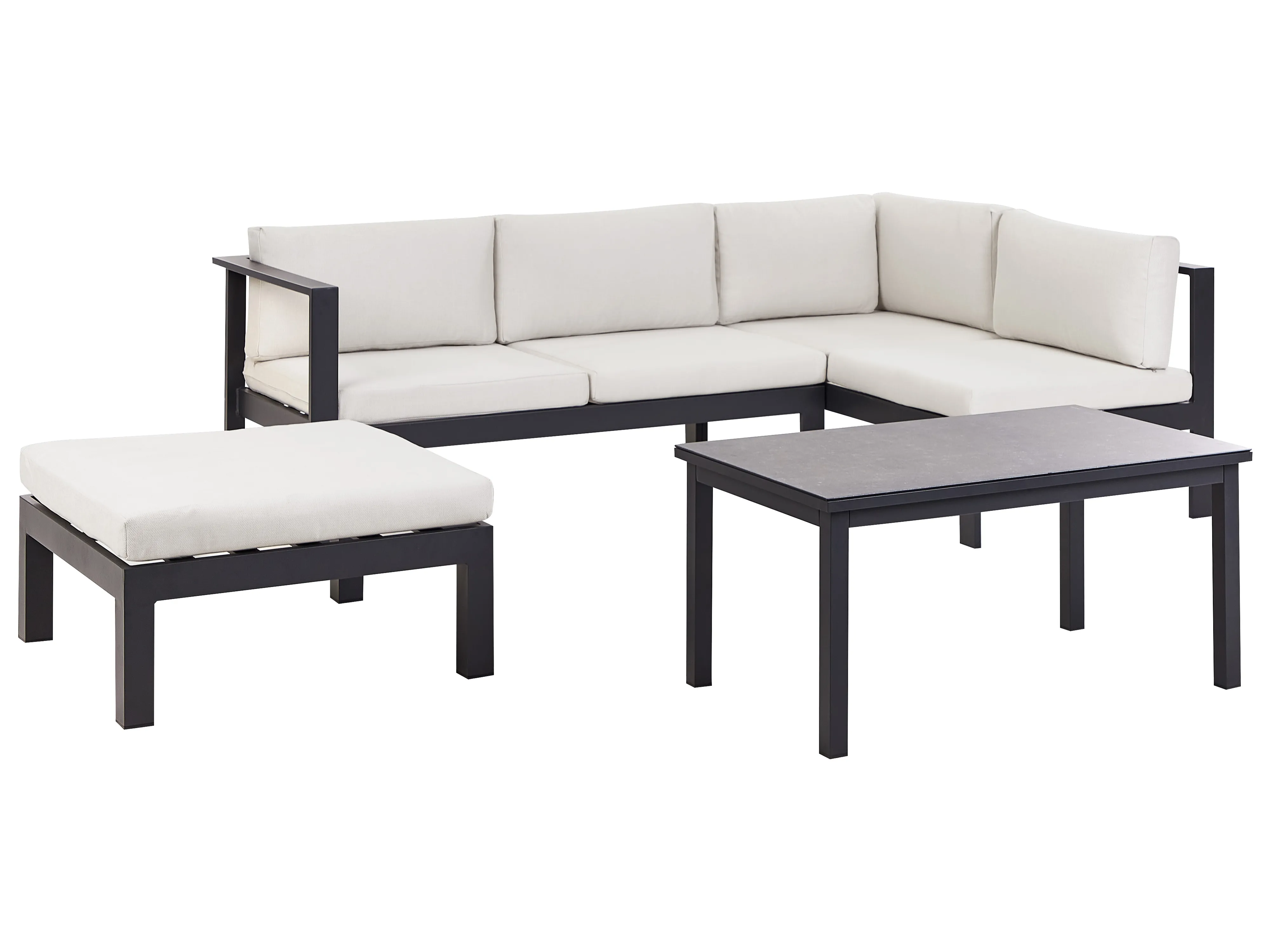 Tuin hoekloungeset met tafel 5-zits MESSINA linkszijdig Metaal Gebroken wit