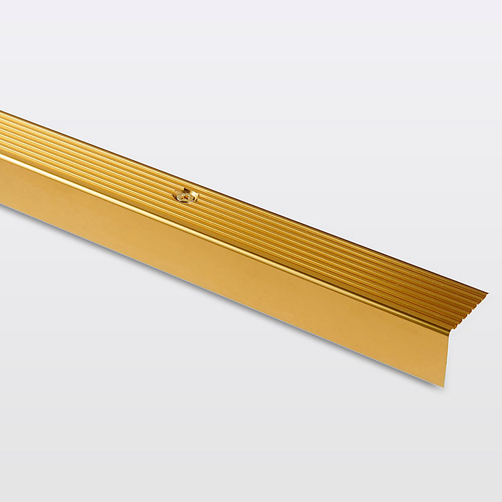 Nez de marche en aluminium décor laiton brillant GoodHome 25 x 20 x 900 mm.