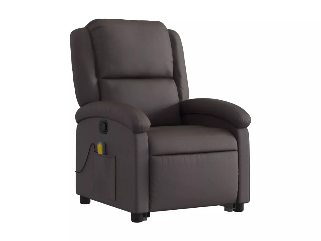 Fauteuil inclinable massant marron foncé cuir véritable