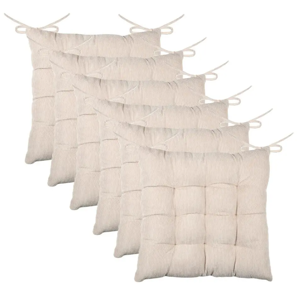Stof Textile stoelkussen - creme beige - 38 x 38 x 5 cm