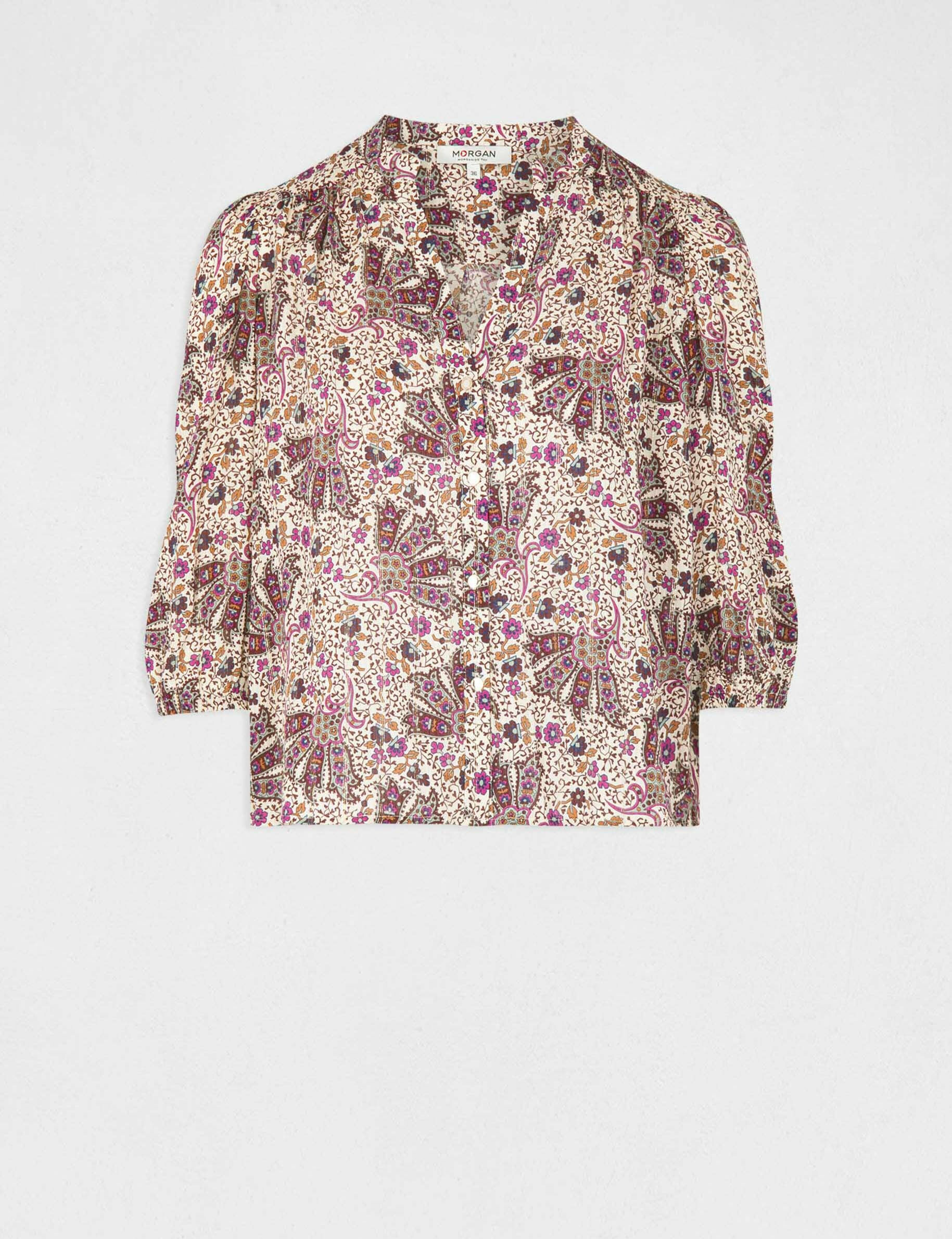 Chemise manches 3/4 imprimé végétal multico femme - multico