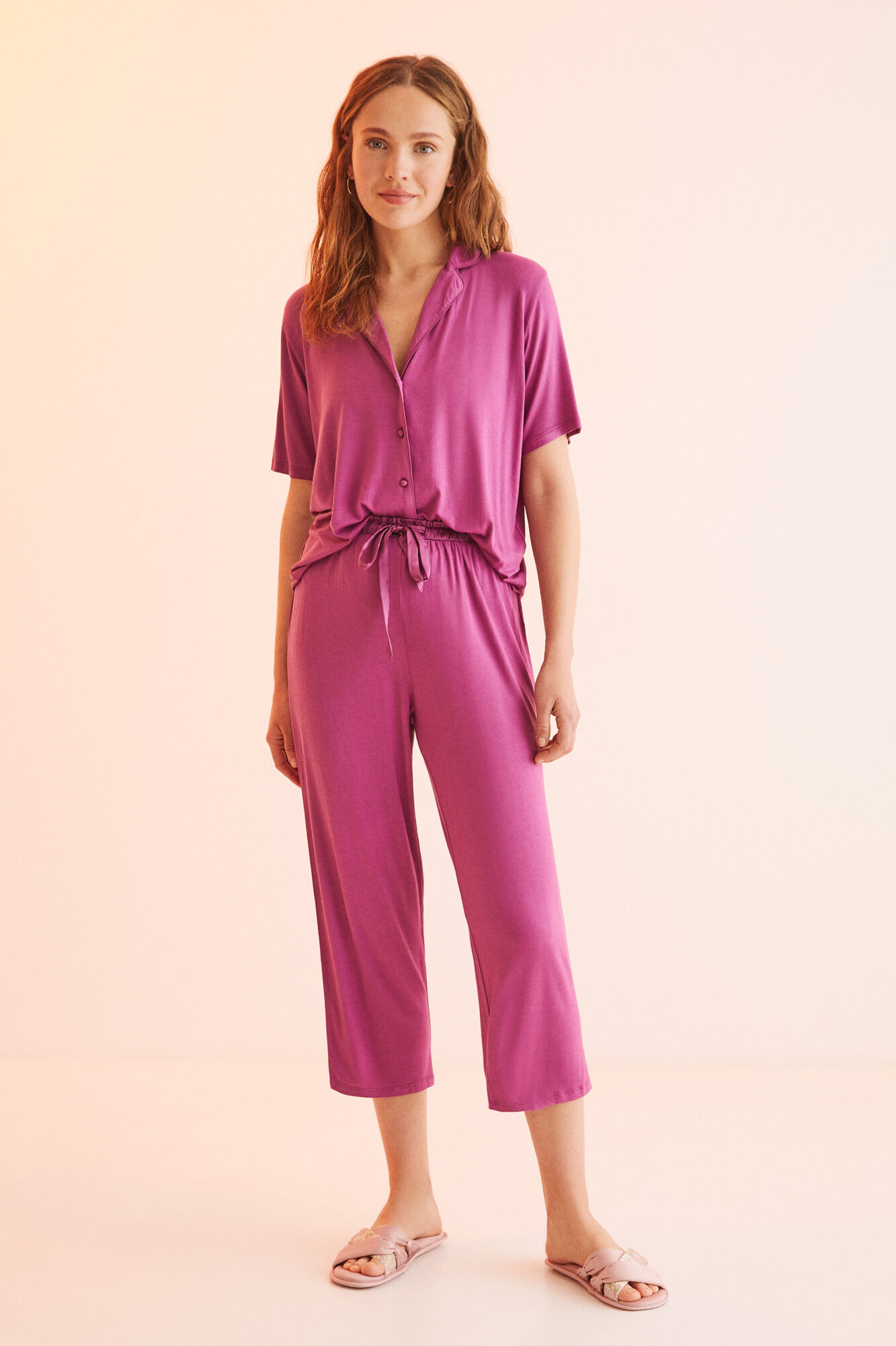Pijama camisero Capri lila - morado/lila
