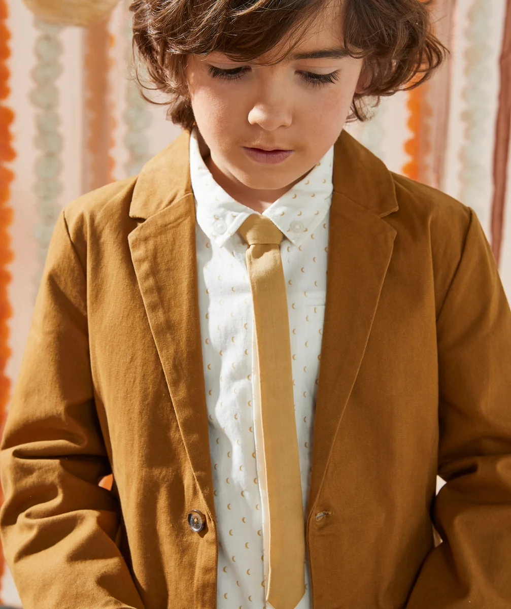 CHEMISE GARÇON BLANCHE EN COTON AVEC CRAVATE AMOVIBLE