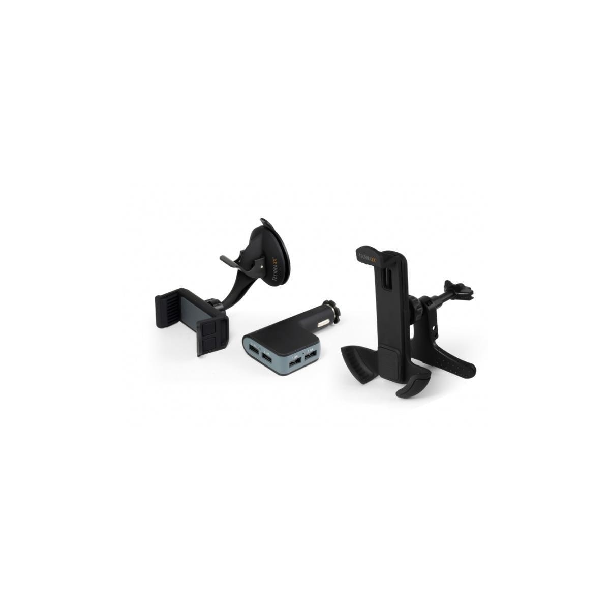 Technaxx bilholder for smarttelefoner + billader med 4x USB-port (TE08)