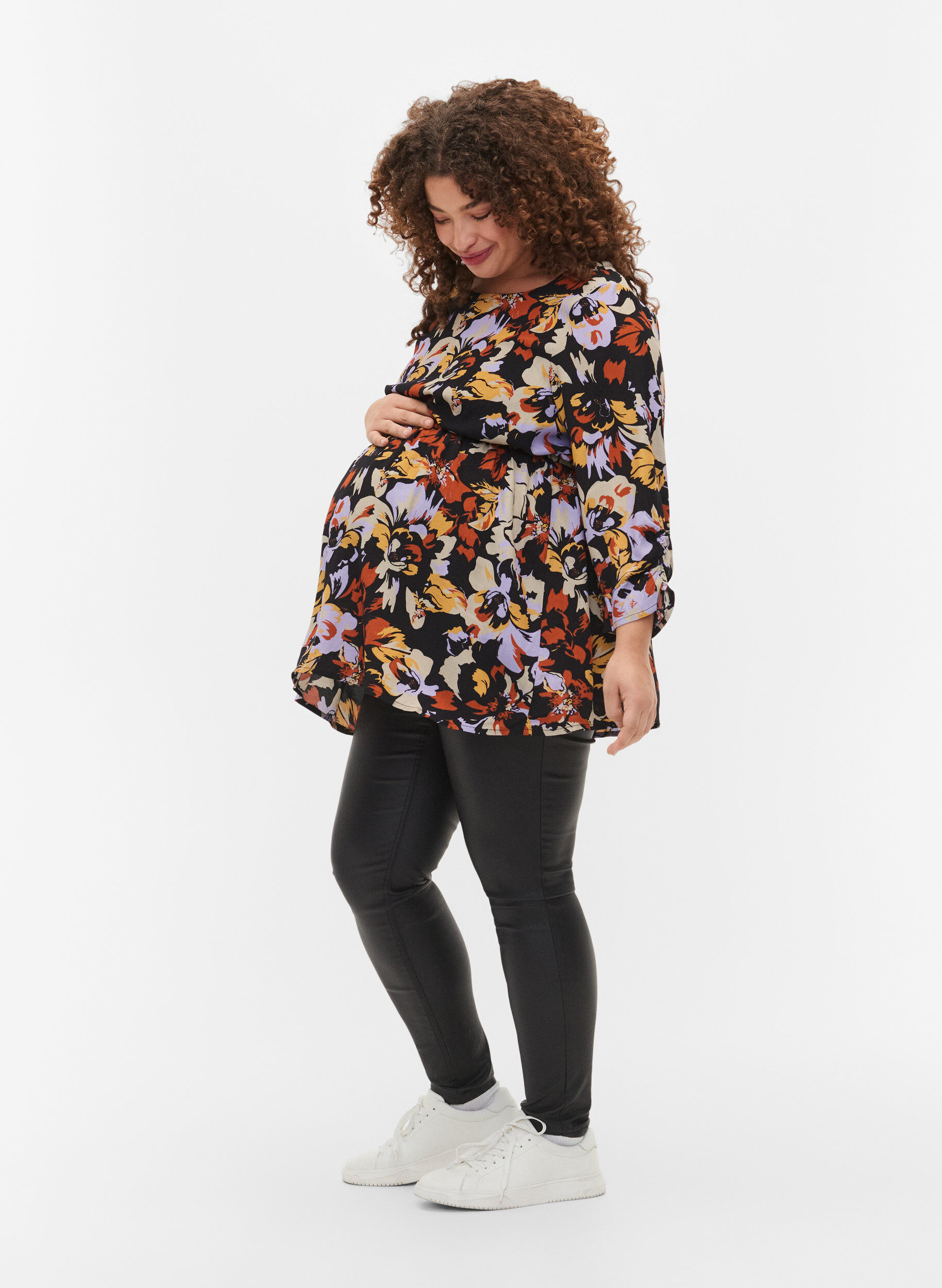 Graviditets bluse i viskose med blomsterprint