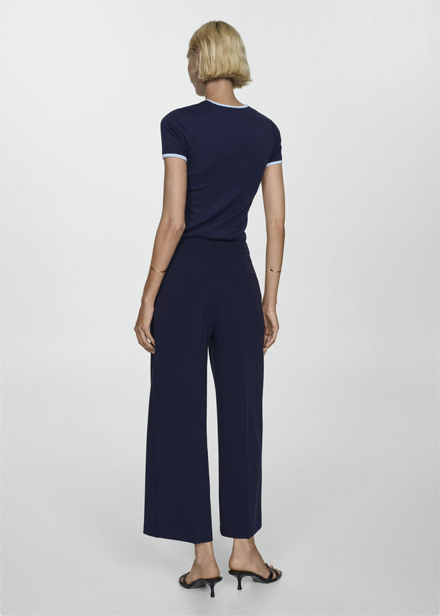 MANGO Buttons straight-fit trousers Navy
