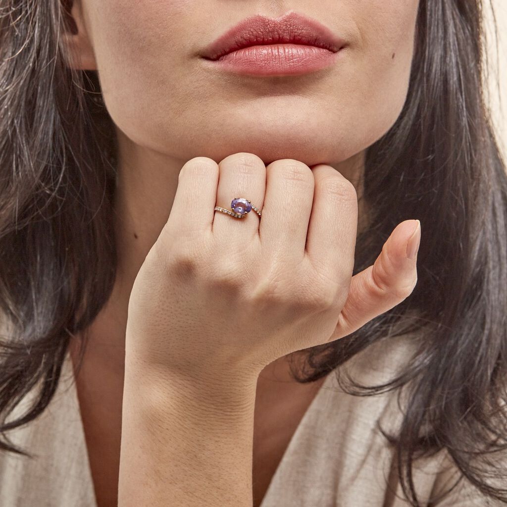 Bague Loriane Or Jaune Amethyste Et Oxyde De Zirconium