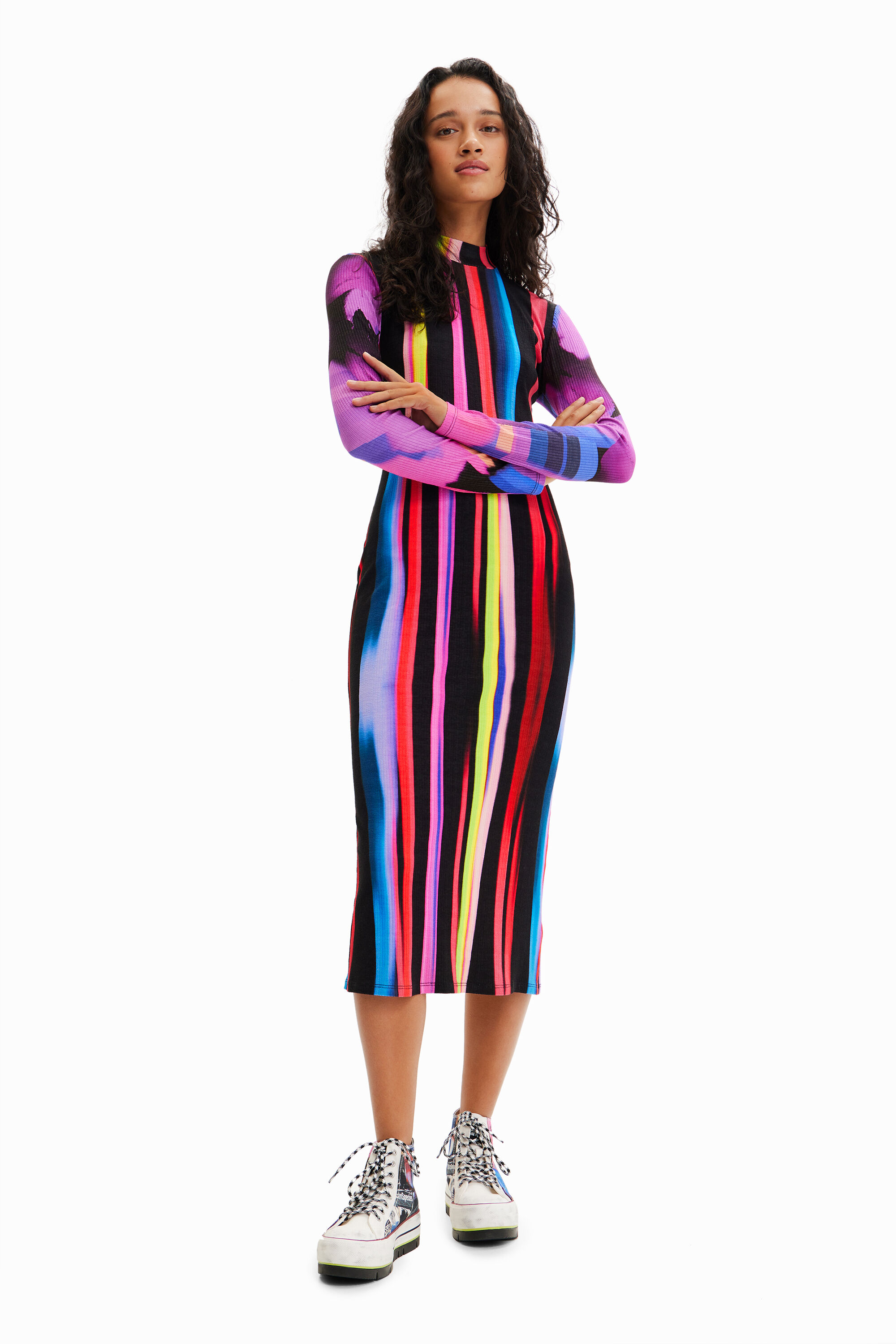 Robe midi ajustée rayures M. Christian Lacroix