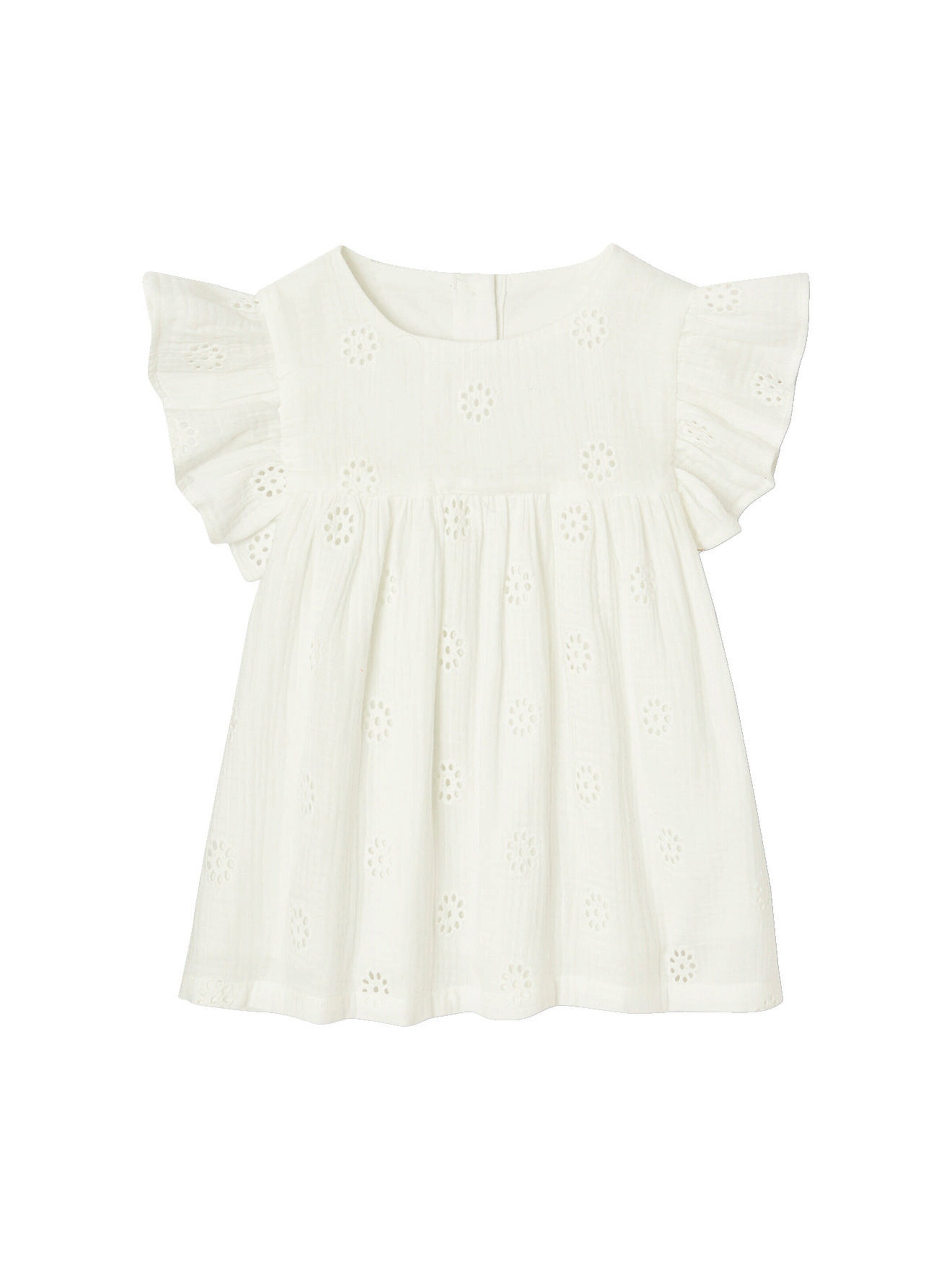 Vertbaudet Mädchen Bluse aus besticktem Musselin weiß