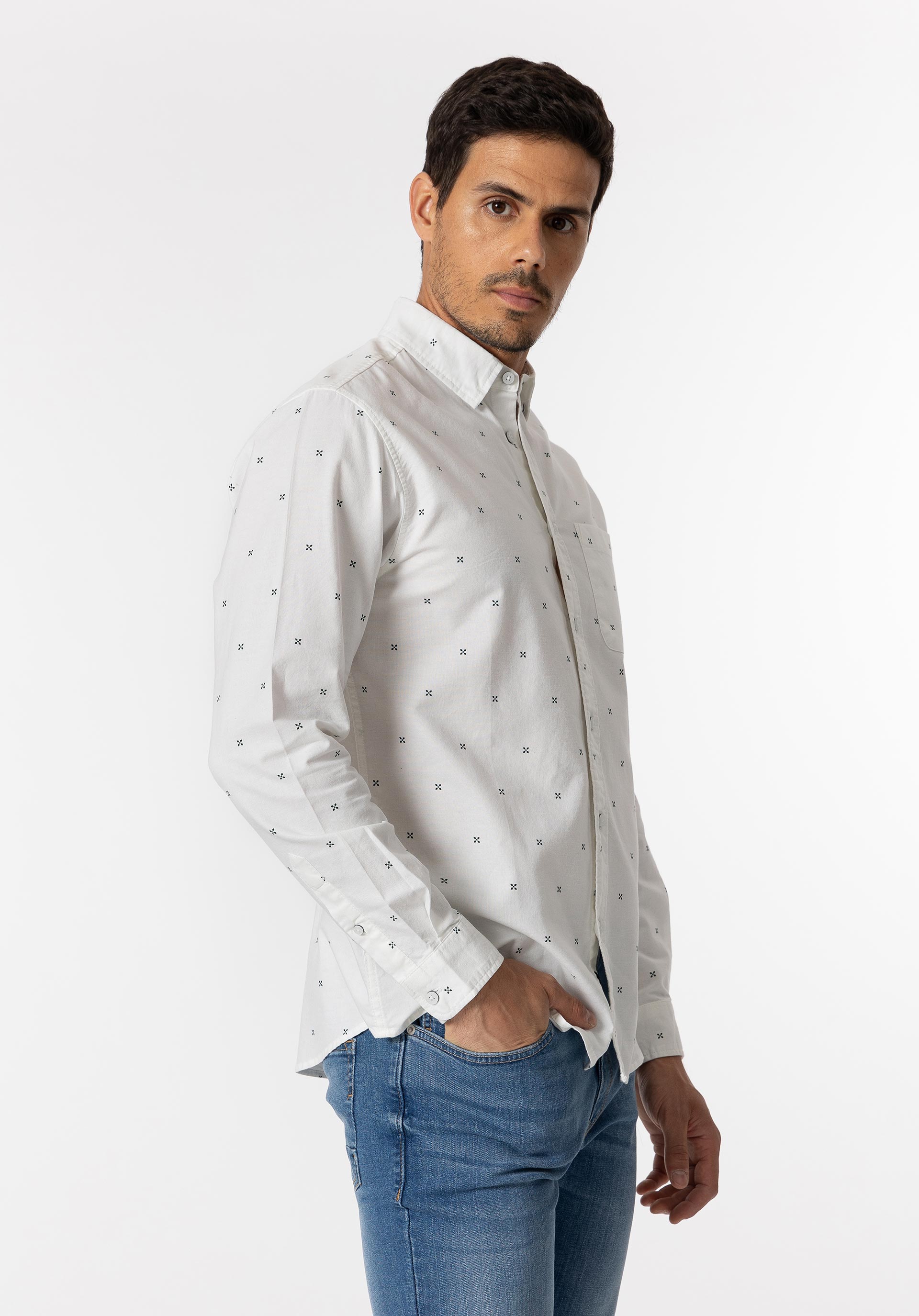Camisa Regular Fit Oxford Estampada