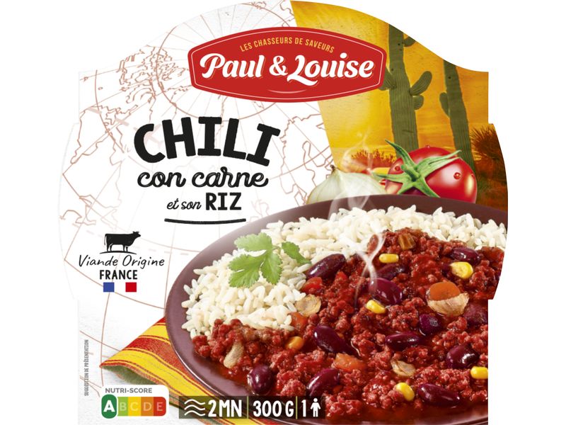 Paul & Louise Fertiggericht Chili con Carne mit Reis 300 g Praktisches Gericht in der mikrowellenfertigen Schale