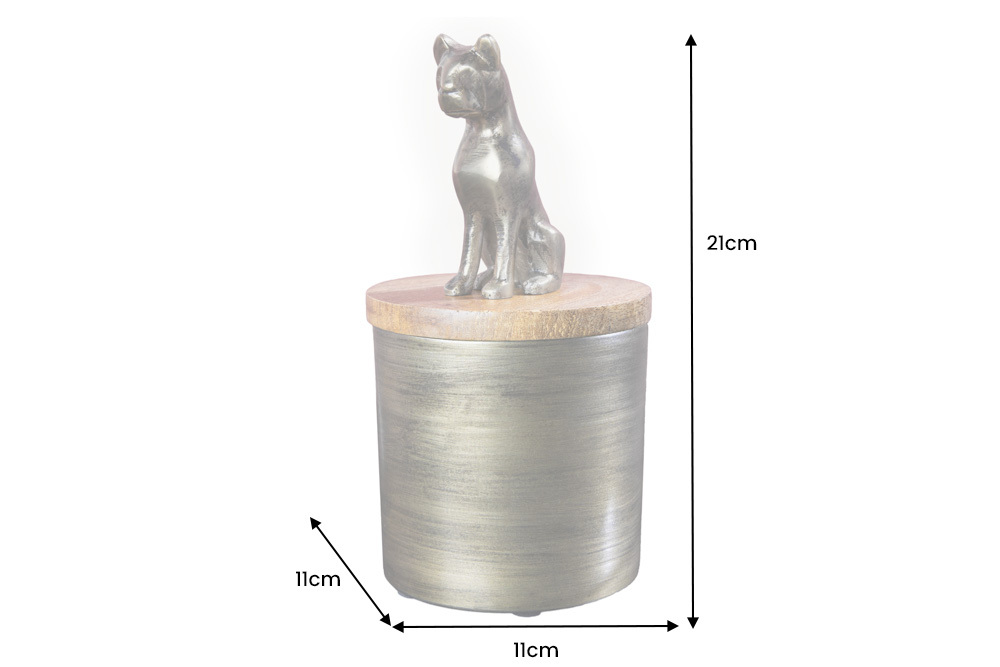 Design Dose PANTHER 20cm gold natur Mangoholz Panther-Figur Metall Dekoration