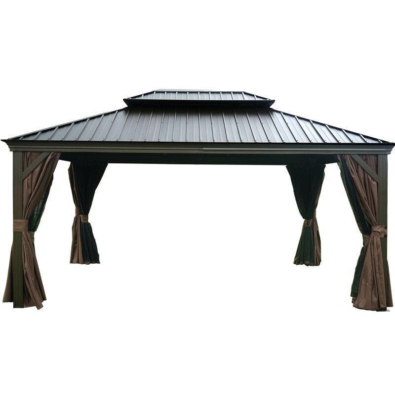 Gazebo de alumínio Alexander para pátio, 4,88 m de largura x 3,66 m de profundidade