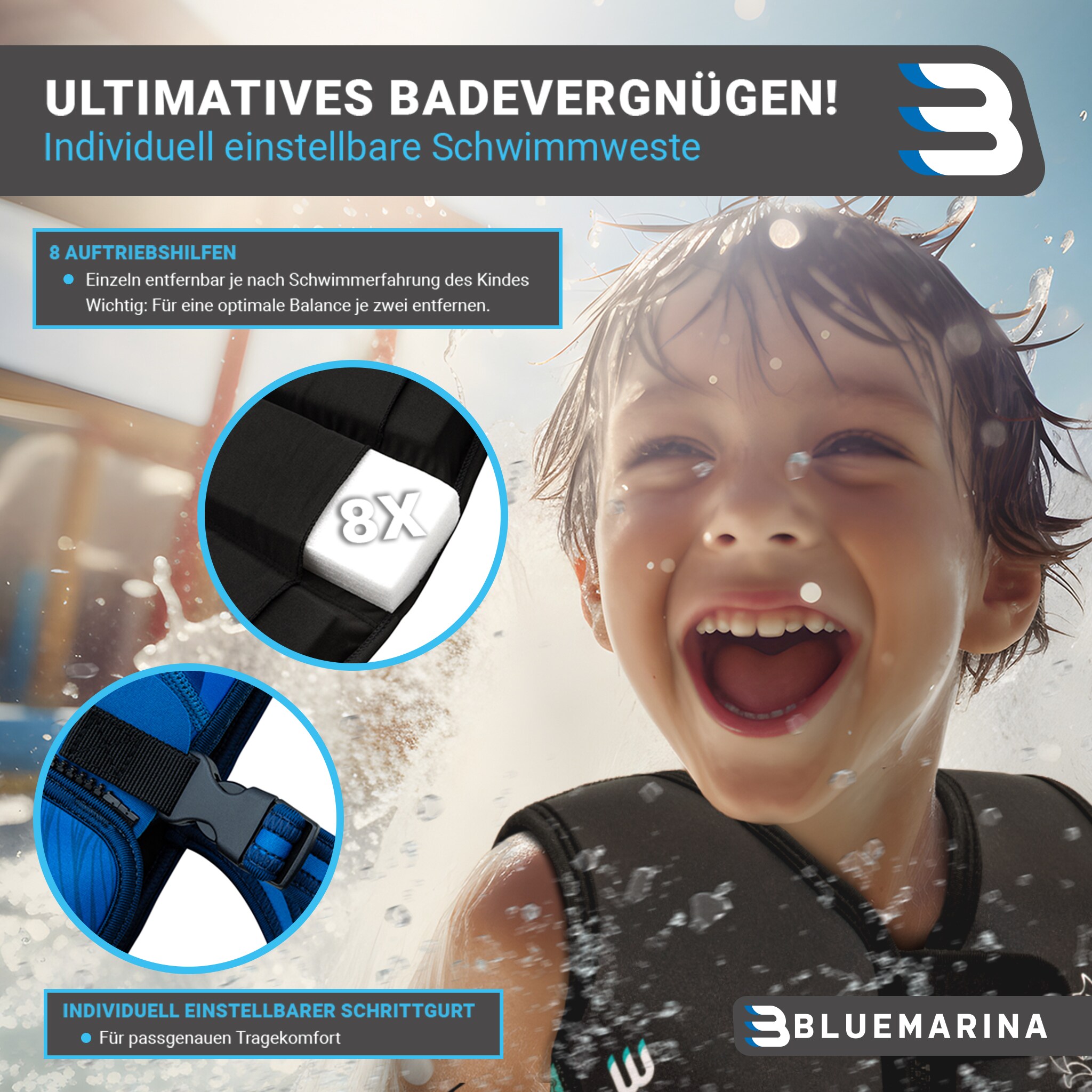 Bluemarina Kinder Schwimmhilfe (S, Mermaid)