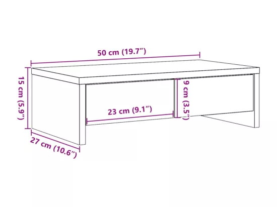 Support de moniteur avec tiroirs gris béton bois d'ingénierie
