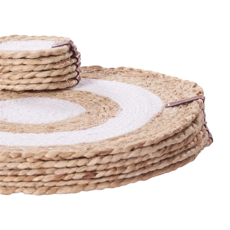 TUMERIC - Set van 12 placemats en onderzetters - Natuurlijk - Jute
