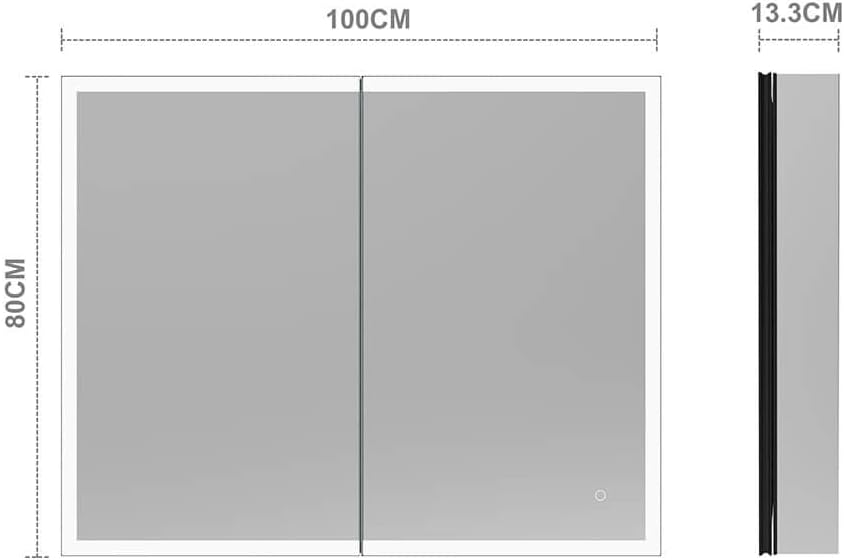 Home Deluxe LED-Spiegelschrank EVE Schwarz 100 x 80 cm I mit Steckdose, Bad, mit Beleuchtung und Steckdose, Beleuchteter Schrank mit USB-Anschluss