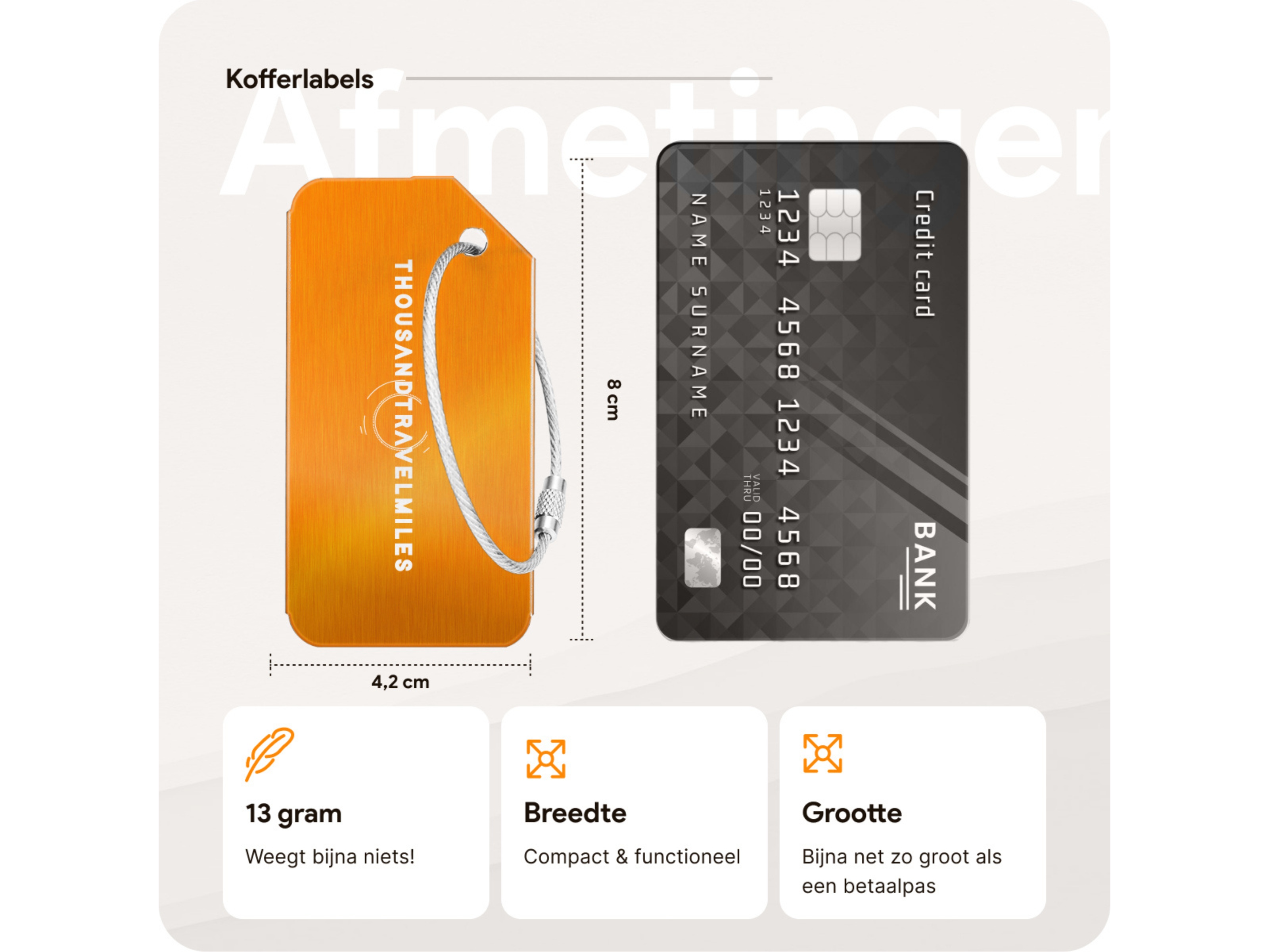 Thousandtravelmiles aluminium bagagelabels - Set van 5