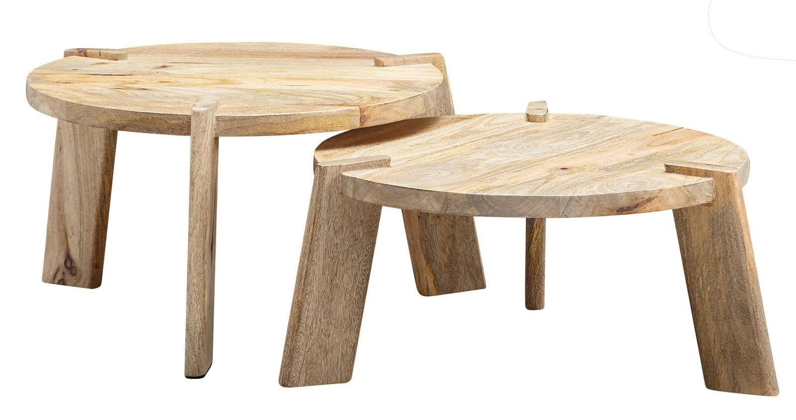 Couchtisch rund 2er Set Mango massiv 53 x 32 cm