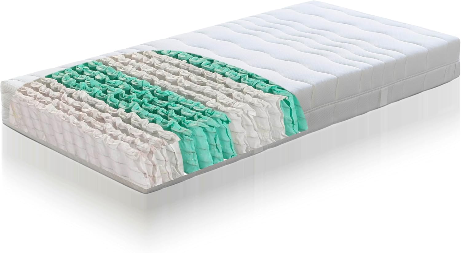 Betten-ABC - Taschenfederkern-Matratze (Traumland TFK) - 100x200 cm - 7-Zonen Matratze aus Tonnentaschenfedern - Hypoallergen & Antibakteriell - Oeko-TEX® Zertifiziert - Lieferung per Paket