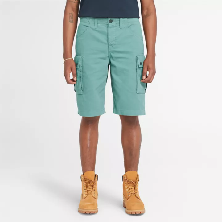 Short cargo en sergé pour homme en bleu sarcelle