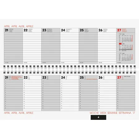 BRUNNEN Wochenkalender Tischkalender Modell 772, 2024, Blattgröße 29,7 x 10,5 cm
