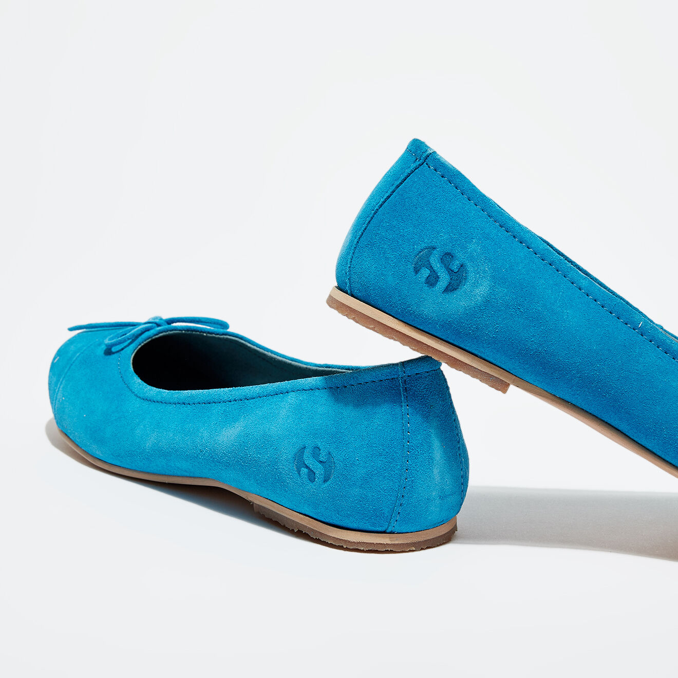 Superga Ballerines en velours de Cuir bleu caraïbes