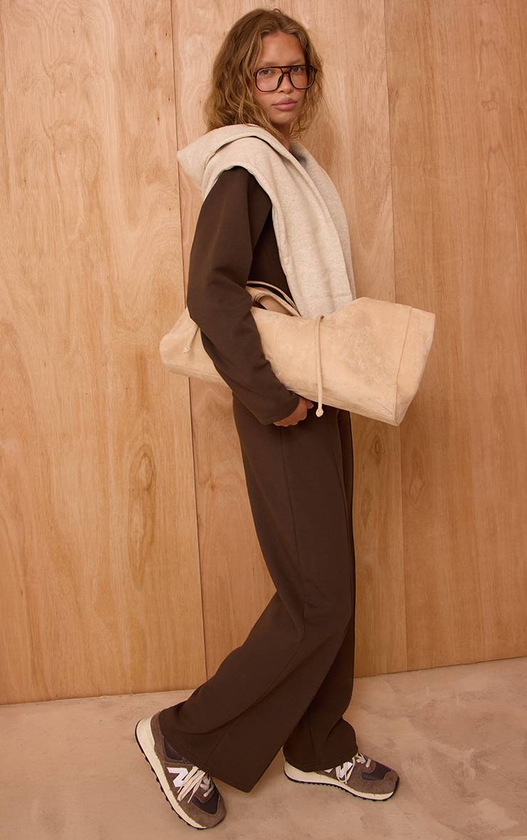 Espresso Pantalon De Jogging Droit En Jersey Interlock À Pinces