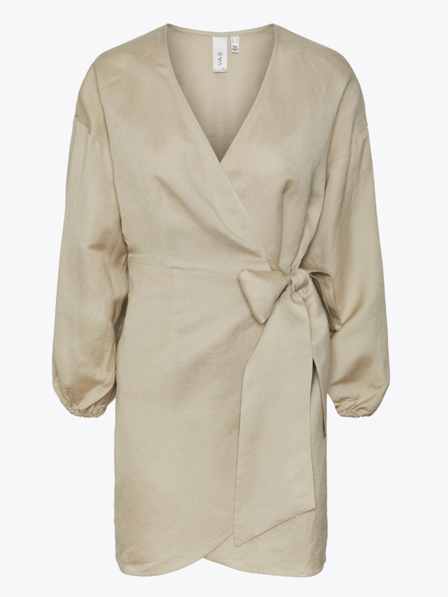 Heat Long Sleeve Linen Wrap Dress