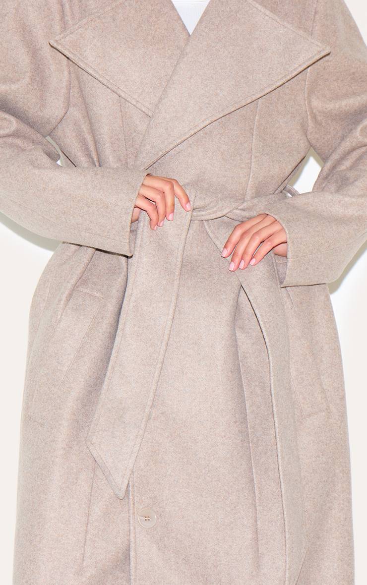 Taupe Trench-coat Oversize Effet Laine