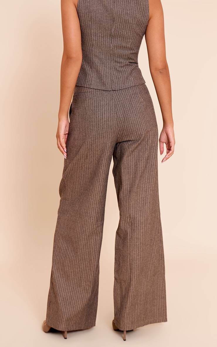 Gris Pantalon Large Tissé À Chevrons Coupe Tailleur