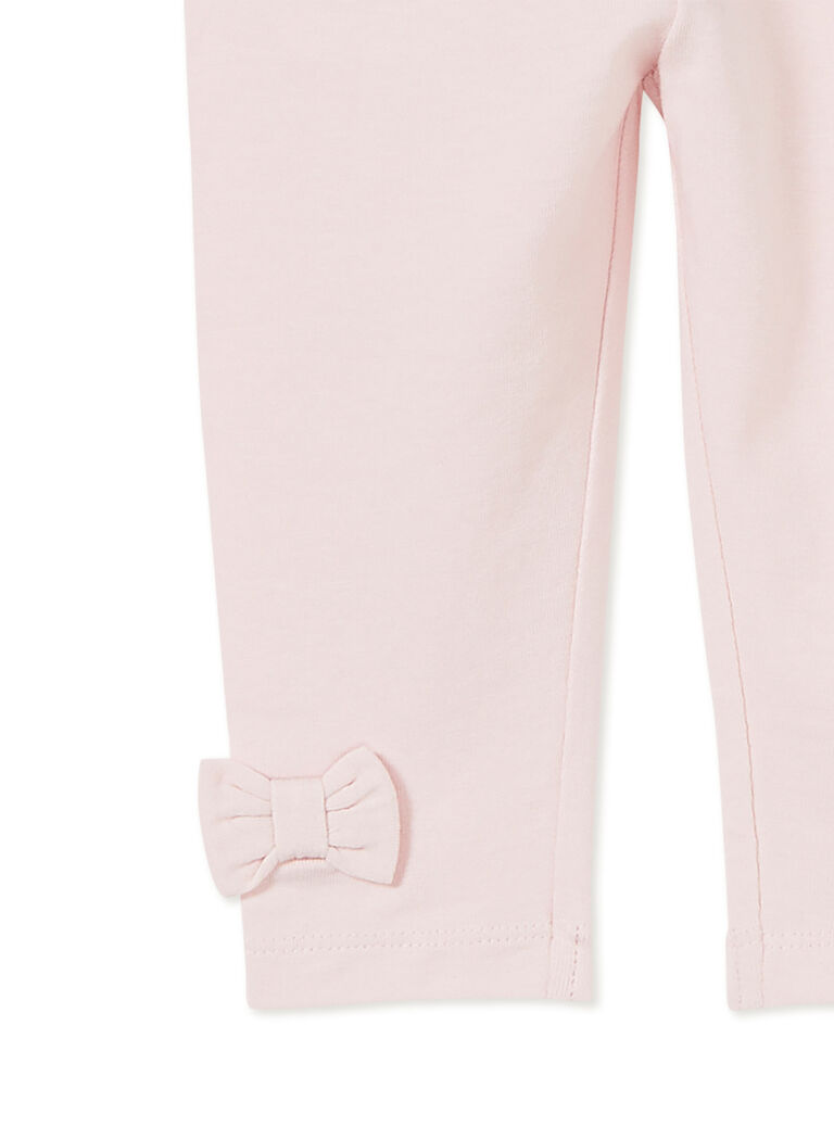 Legging rose pâle nœuds bébé fille