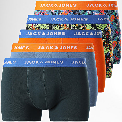 Lot De 5 Boxers Orlando Noir Bleu Marine Orange Floral