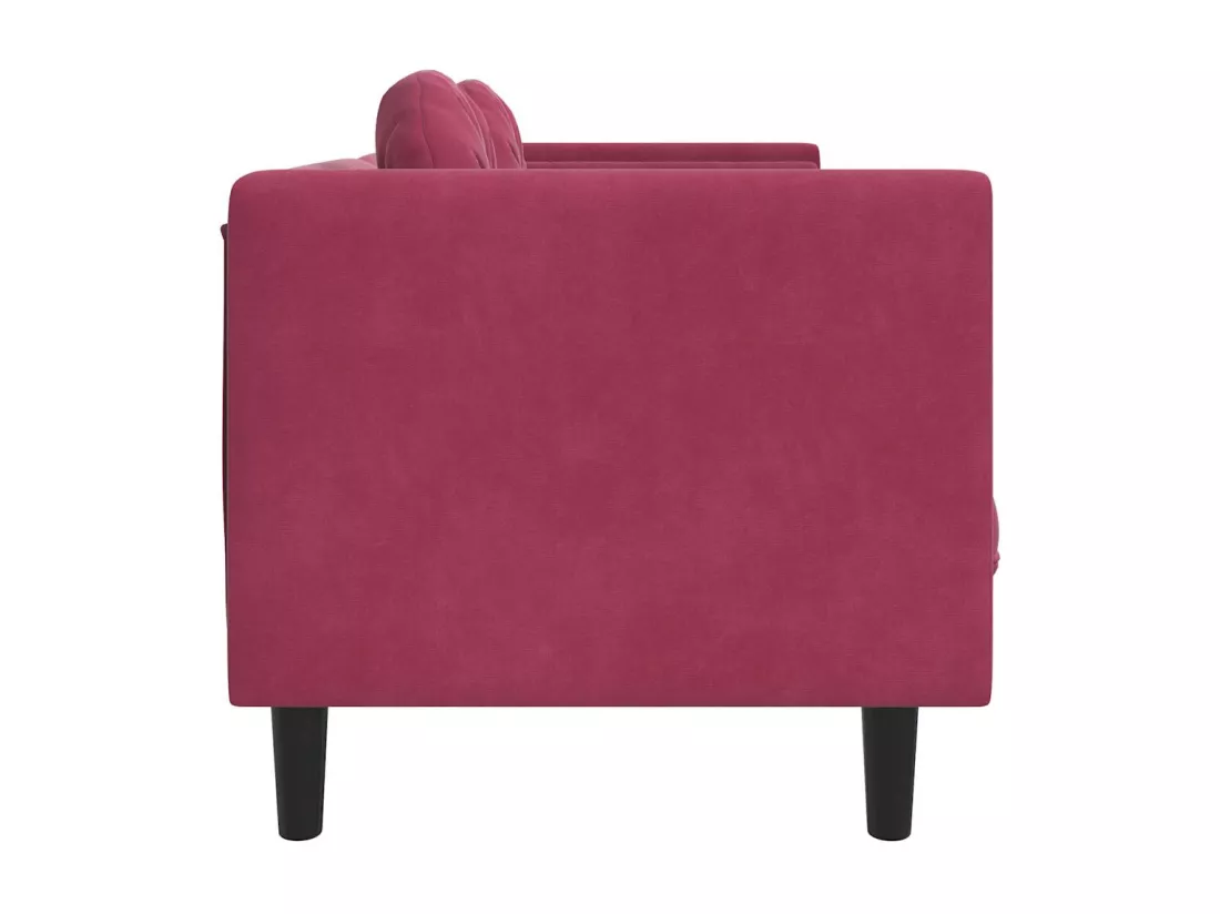 Canapé avec coussins 3 places rouge bordeaux velours