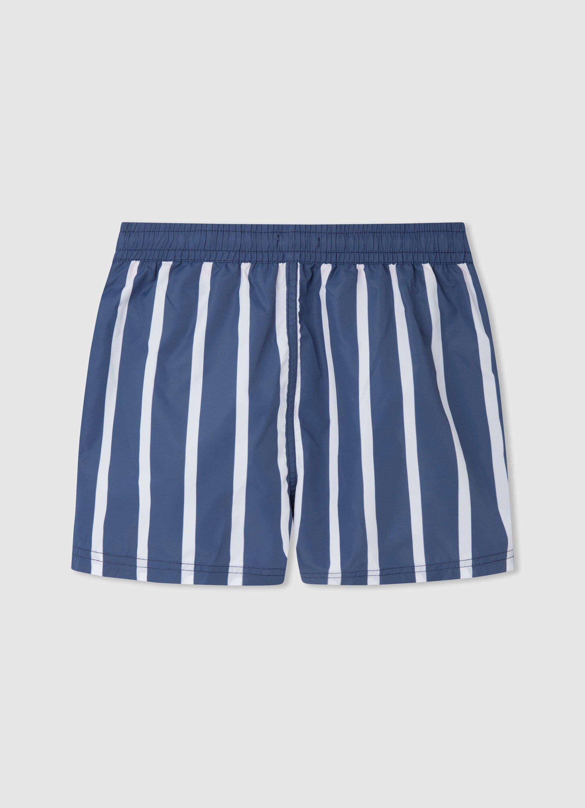 Maiô Bermuda com estampa listrada - azul índigo