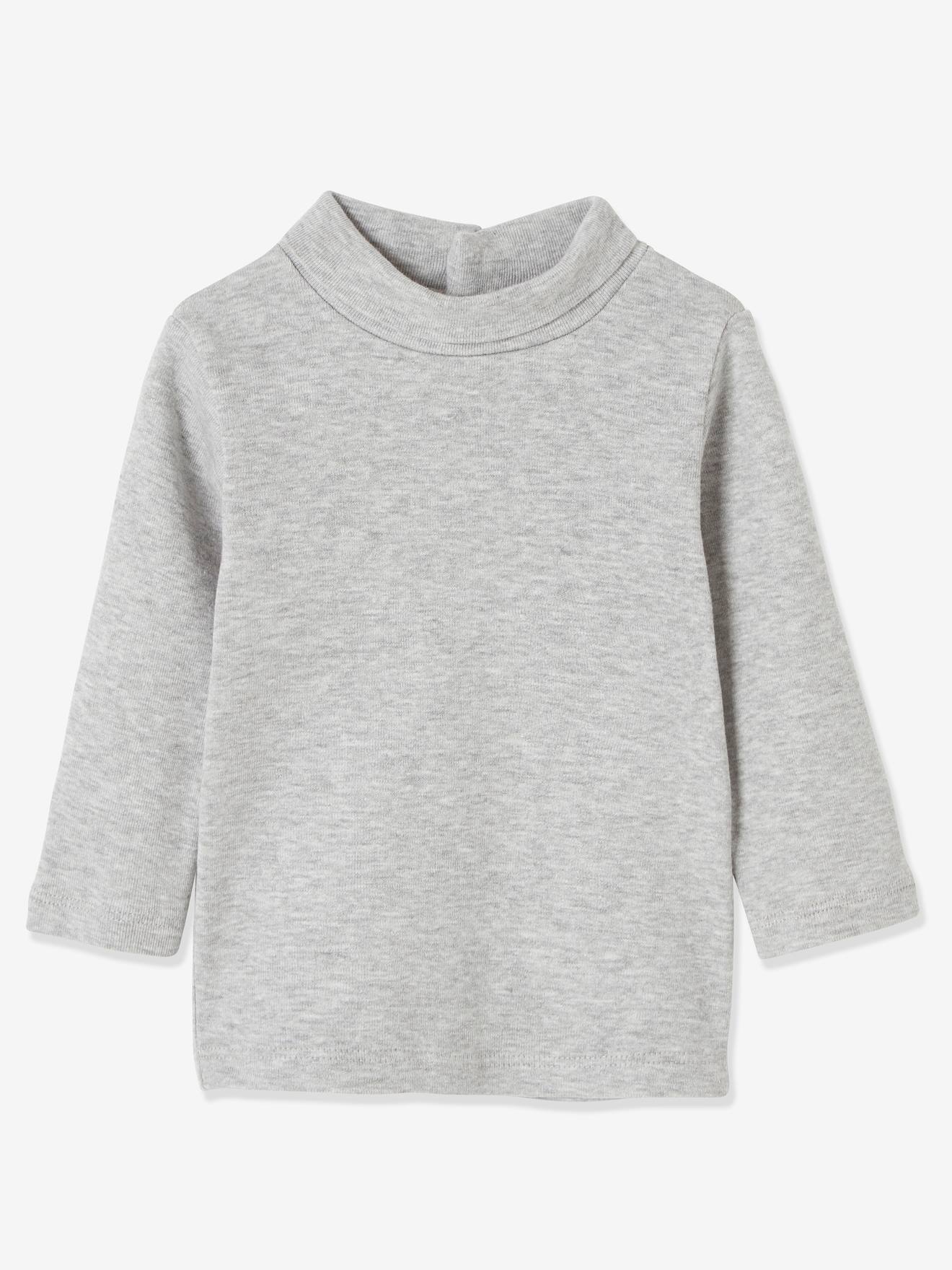 Lote com 2 camisetas de gola alta para bebê menino, cinza médio, bicolor/multicoloridas