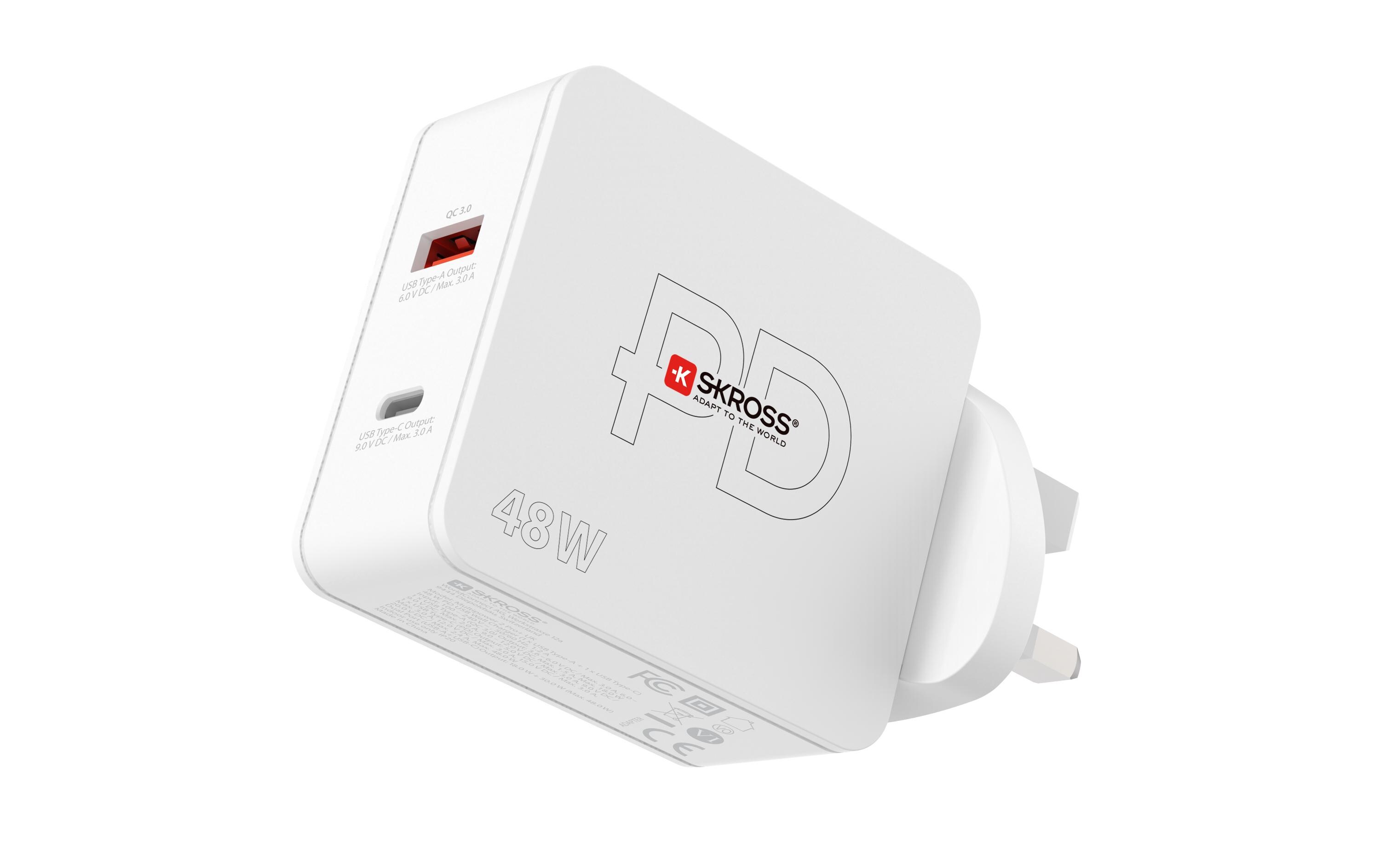 USB-Wandladegerät Multipower Combo+, UK, 48 W, WeissKraftvolles USB-Wandladegerät für zu Hause und unterwegs