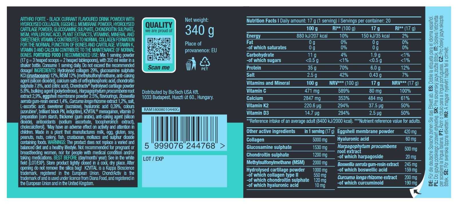 Biotech USA Arthro Forte 340g