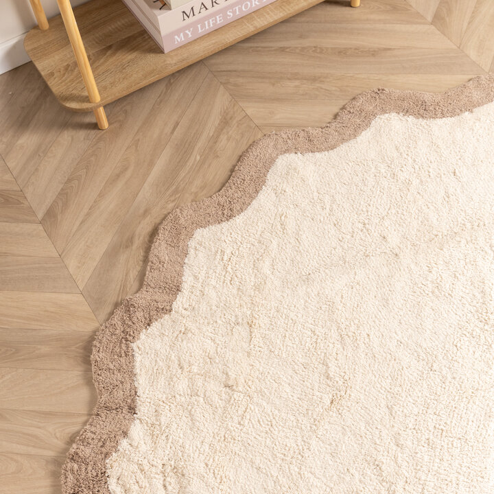 Rond Wasbaar vloerkleed - Hazy Beige/Creme