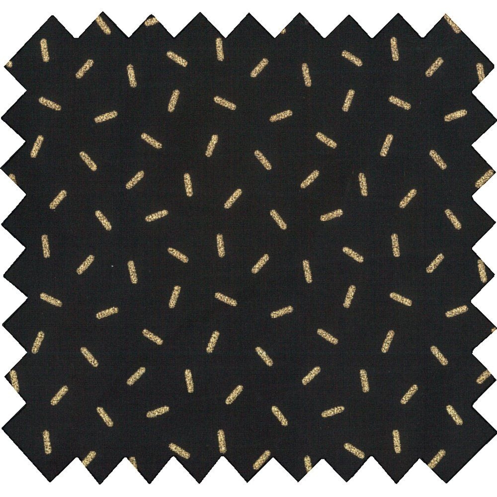 Tissu Coton Au Mètre Paille Dorée Noir
