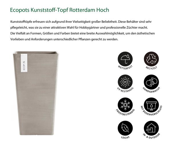 Ecopots Kunststoff-Topf Rotterdam Hoch,