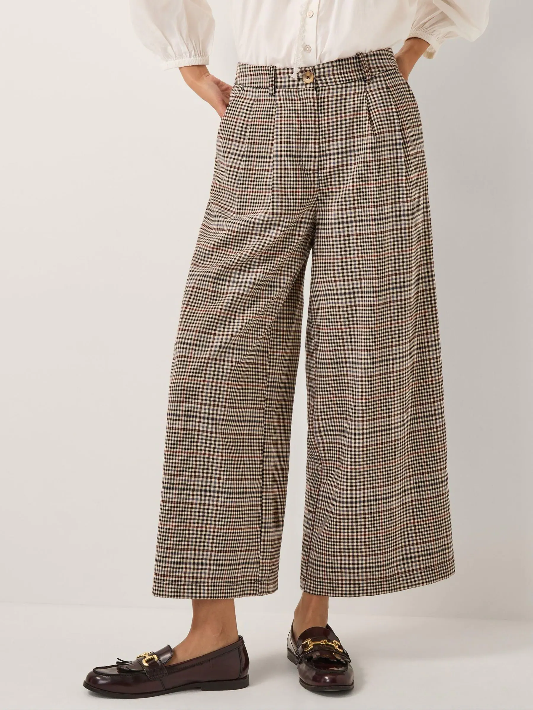 Monsoon Carmen Check Wide Leg Trousers