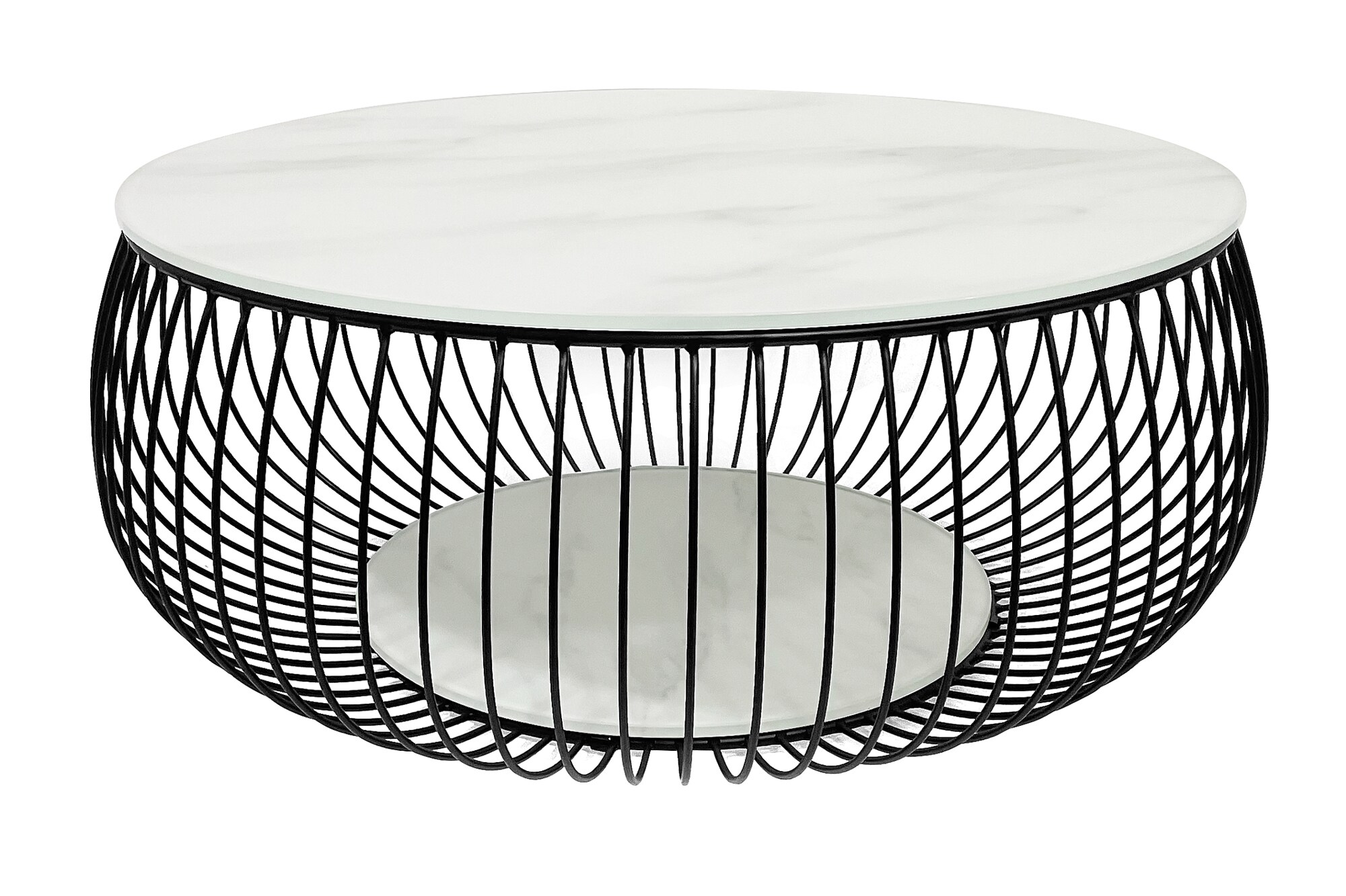 Couchtisch Ø 80cm schwarz weiss Glastisch Beistelltisch Sofatisch Wohnzimmertisch