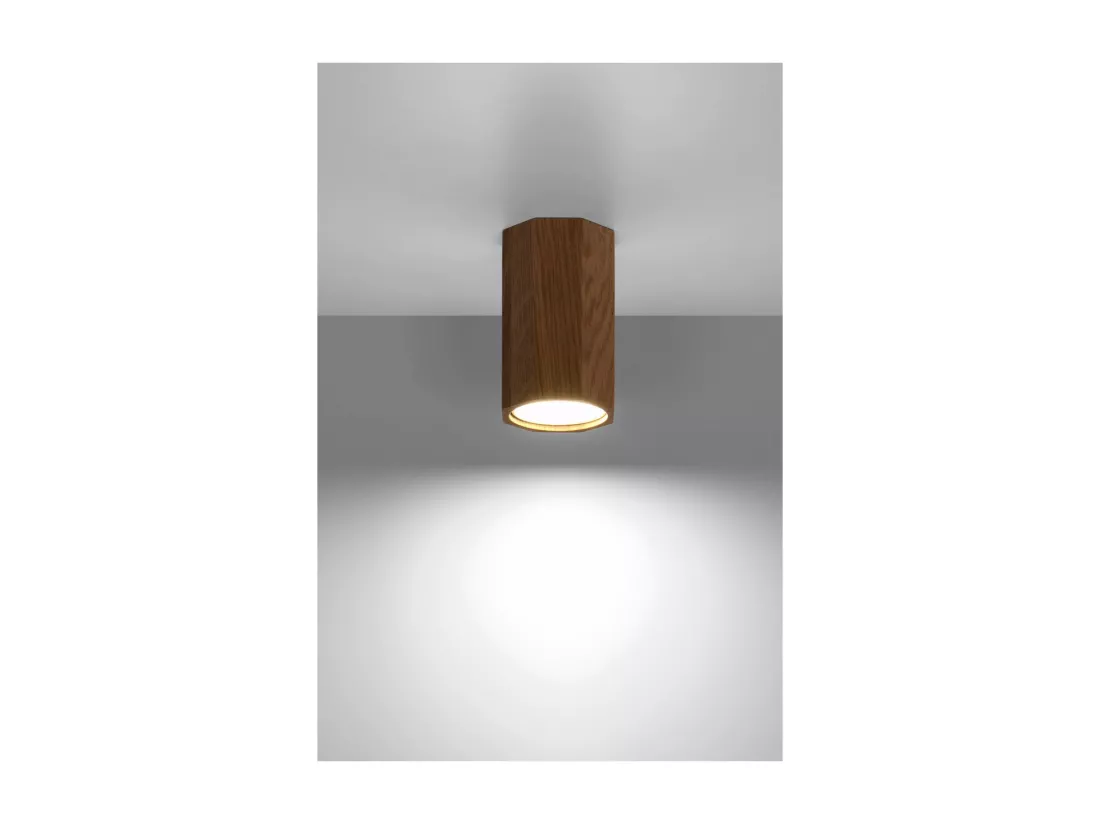 Sollux Lighting Zeke Bois de plafonnier octogonal monté en surface en chêne, 30 cm