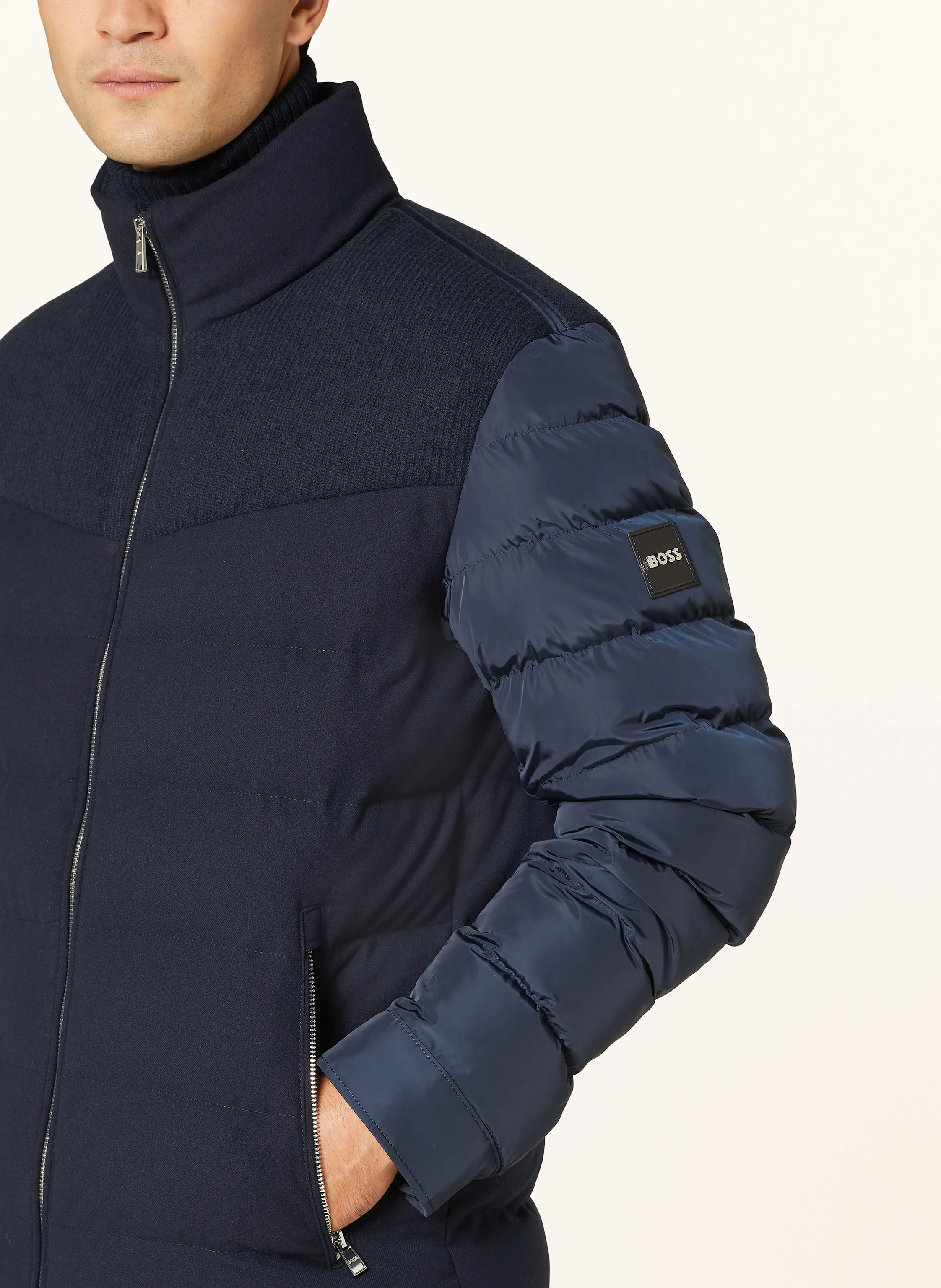 BOSS Steppjacke CLANELLO im Materialmix
